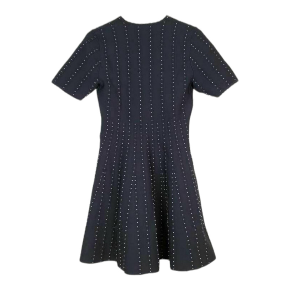 Sandro Paris Vaness Black Silver Beaded Ribbed Knitted Fit & Flare Dress S New - Picture 7 of 13